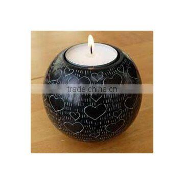 Black Marble Soapstone Candle Lamp