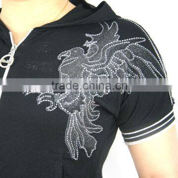 Women Short Sport Jogging Suit Cotton Jersey Shiny Emb. & Print Full Zipper Hooded photo-6