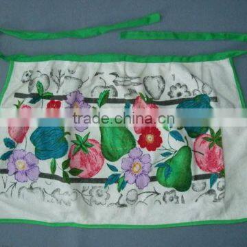 classical design green border terry cotton towel with pigment printing waist apron