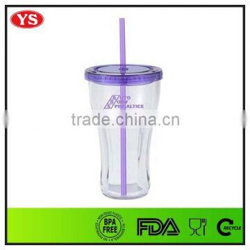 16 oz plastic acrylic soda tumbler with straw