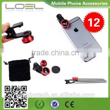 Hot!! 3 in 1 lens with clip for iphone mobile phone table PC lens fisheye+marco+wide general use