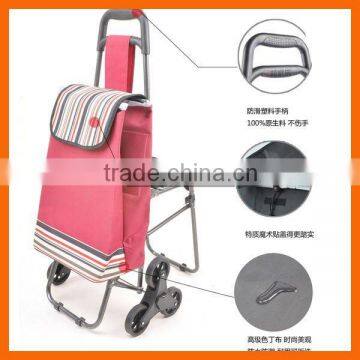 Folding shopping cart with seat and bag