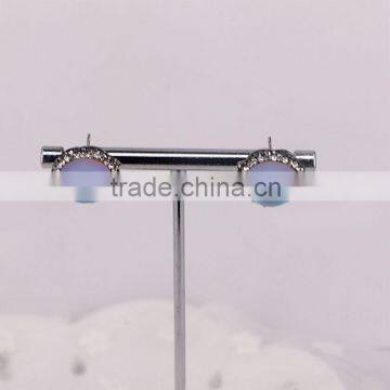 Natural Moonstone Earring, Pave Crystal Gem Stone Earring, Charm Druzy Stud Earrings photo-5