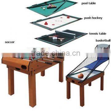 Hot selling 5 in1 multi game table Billiard table/ push hockey table/ table tennis table/ soccer table / basketball combo