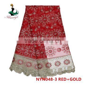 2016 Haniye African Latest Embroidery French Lace Fabric Nigeria French Net Lace Fabric for Dresses/NYN48 photo-3