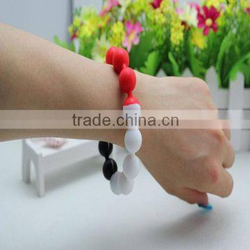 Cheap and fashion candy ball shape silicone bead bracelet