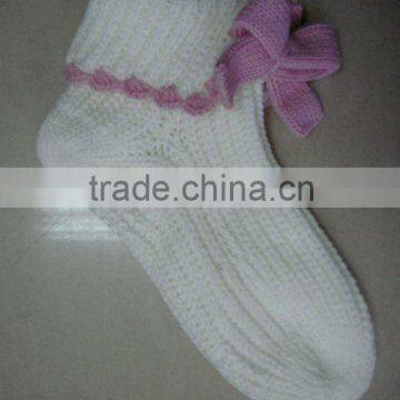 Christmas design white body home acrylic socks wool socks