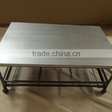 Industrial Coffee Table , Metal coffee Table on wheels