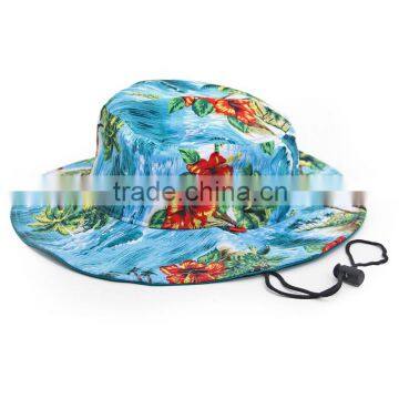 High Quality Printed Wide Brim Bucket Hats with String for Men in China