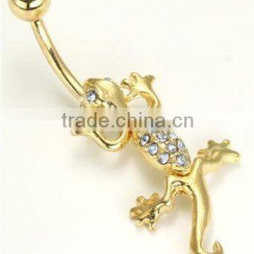 gold gecko 316L stainless steel navel belly piericng jewelry body ring