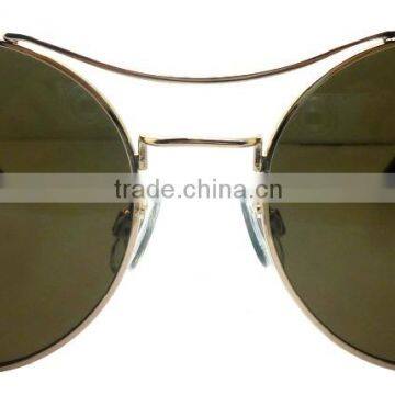 Best Selling Fashion Wholesale Custom Logo Printed Lenses Classic Elegant Circle Round Metal Sunglasses for Men