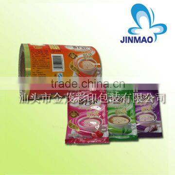 Plastic roll film for sachet milktea packaging