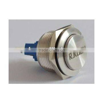 Dia.22mm high flat round momentary waterproof on off push button switch with symbol logo