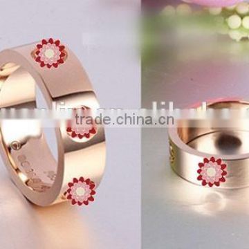 2015 Yiwu hotting sale 316L stainless steel ring,gold/rose gold/white gold woman stainless steel ring