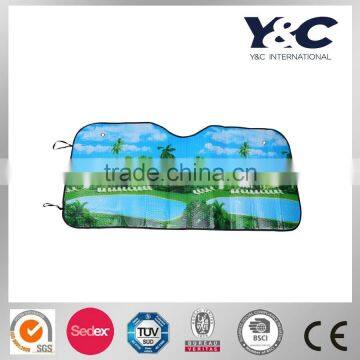 130*60cm bubble film winshield sunshade with riverside park pattern