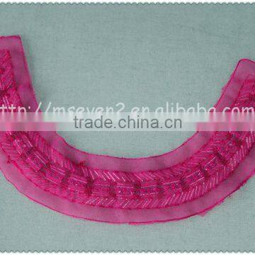 2016 New Design Handmade Red Net Fabric Beaded Collar, Crystal Tube Round Beads Collar photo-3