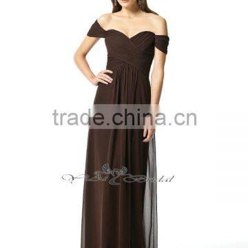 WW0061 Off Shoulder Empire Waist Floor Length Bridesmaid Dress