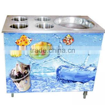 mix yogurt powder and vanilla powder making roll ice cream machine