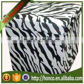 Zebra Velvet Foldable Storage Ottoman