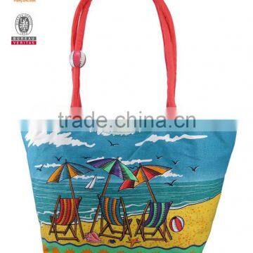 fancy full printed canvas carry beach tote bags