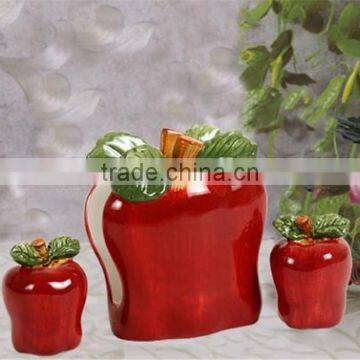 Personalized Color Glazed Decorative Cerramic Red Apple Napkin Holder Set