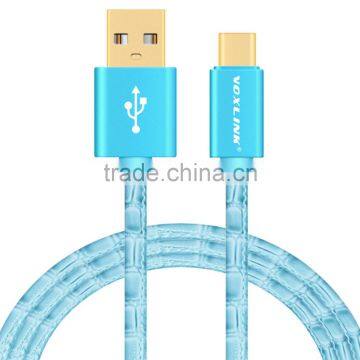 VOXLINK colorful 5v 2a gold plated 2m Crocodile USB typc c Charger Cable for macbook