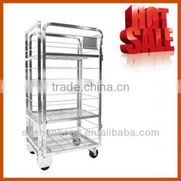 Loading Transport Cart Industrial Metal Milk Storage Trolley With Wheels SHMT-A1