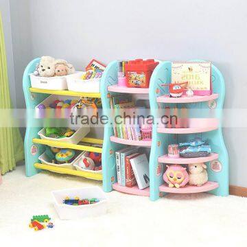 Movable Plastic Children's Bookshelf Kids Furniture Bookcase/toy Storage Shelf photo-2