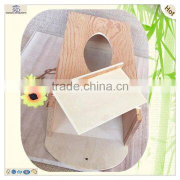 Natural 10 cm Wide Rectangle Sliding Lid Hanging Wood Tissue Box photo-5