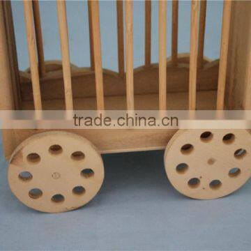 Custom Unfinished Personalized Wooden Pen Holder With Wheel photo-5