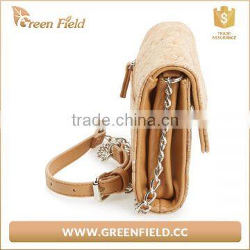 Natural Portugal Rustic Cork Bag Handbag Shoulder Bag With Metallic Chain Shoulder Starps photo-4