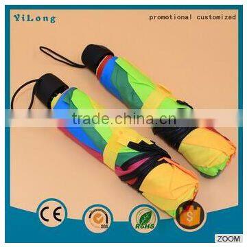 2016 High quality customzed rainbow umbrella folding,Custom cheap folding Umbrella Mini 3 fold 10 Panels Rainbow umbrella