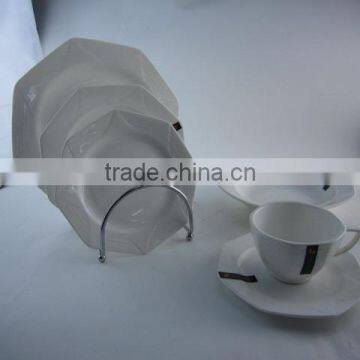 white eight corner porcelain dinner set