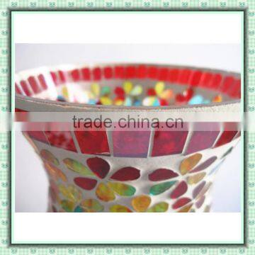 Holiday Decor Iridescent Colored Mosaic Hurricane Patterned Vase Tall Candle Holders for Weddings photo-3