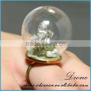 Wholesale Glass Globe Bottle (24mm) With Gold Plated Lace Adjustable Ring photo-4