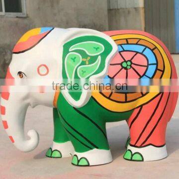 Fiberglass colorful elephant mascot sculpture decoration