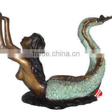 Bronze decorative metal mermaid statue table base