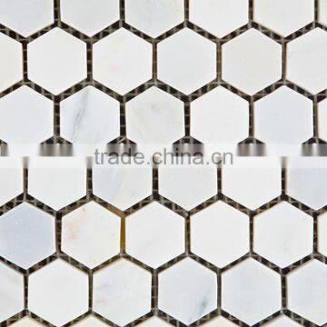 MM-CV249 Hot Sale Home Design Natural Stone Carrara White Marble Hexagon Floor Mosaics Tile photo-2
