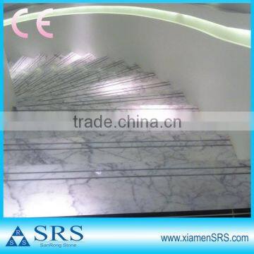 Polished Carrara white marble indoor spiral stair design