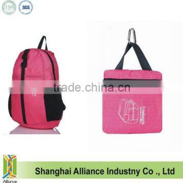 2014 promotional foldable soft backpack lightweight folding travel backpack, Pink(CF-209)