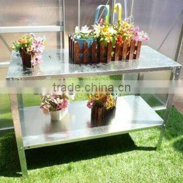 two layer silver greenhouse shelf