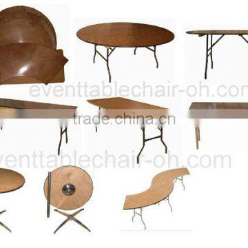 plywood folding tables with steel legs round or rectangle