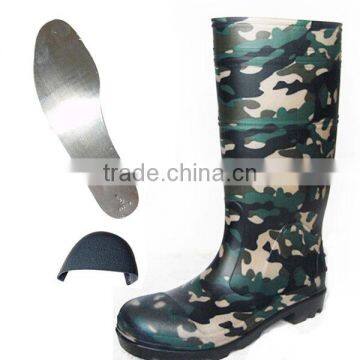 Camo Steel Toe And Sole PVC safety Rain Boots