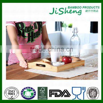 Rectangular Eco-friendly Bamboo Food Serving Tray With Handles: Serve Food, Coffee, Tea or Use as Party Platter photo-3