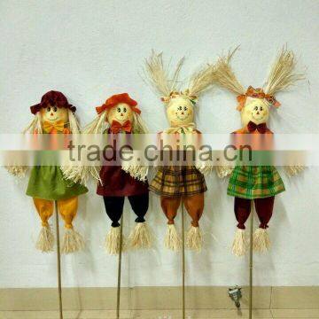 Paper Straw and Fabric Scarecrow Head for Autumn and Harvest Decoration photo-6