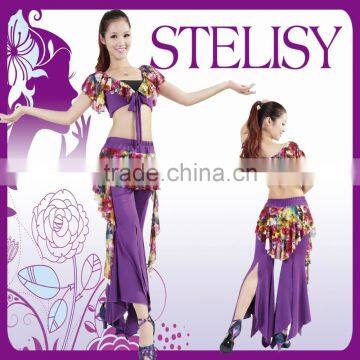 STELISY cheap adult gorgeous graceful purple top and pants practice dresses for belly dancing