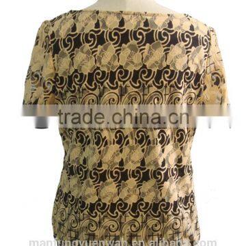 Black With Rose Print Lycra Round Collar Blouse photo-4