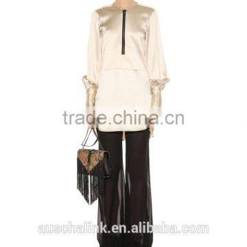 2016 Hot Sale Silk Satin Blouse Fashion Designs OEM Service photo-3