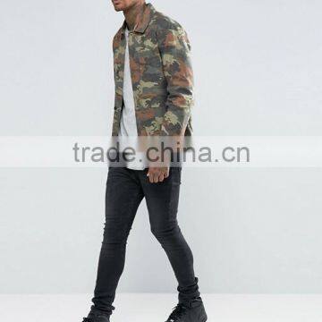 Custom Best Price High Quality Unlined Design Durable Functional Pockets Point Collar 100% Cotton Woven Camo Casual Men Jacket photo-4