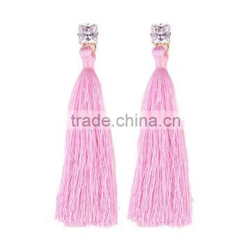 Bohemian Jewelry Zircon Gems With Long Colorful Tassel Charms Earrings for Women photo-6